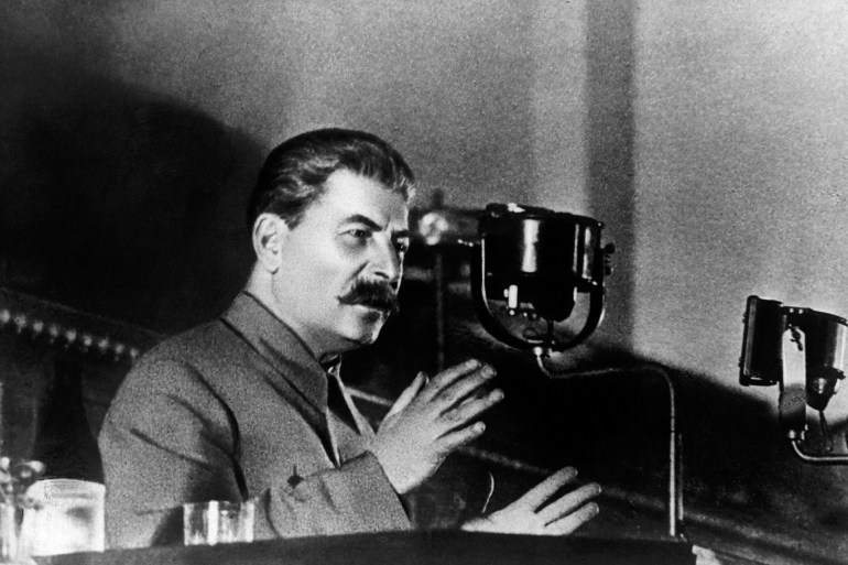 old-3-1705854816 Soviet leader Joseph Stalin reports to the 8th All-Union Congress of Soviets on the draft Constitution of the USSR. (Photo by © Hulton-Deutsch Collection/CORBIS/Corbis via Getty Images)