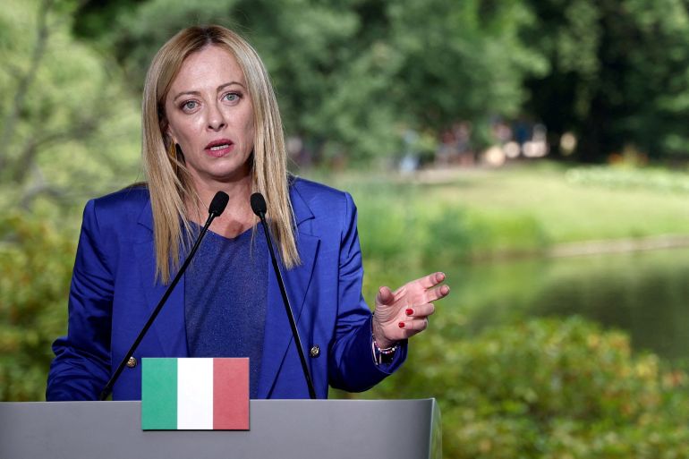 rc2zw1am83zc-1690088741 FILE PHOTO: Italian Prime Minister Giorgia Meloni visits Warsaw