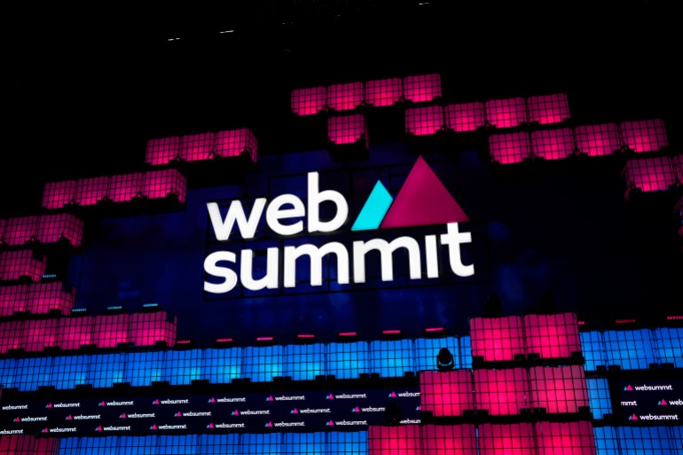 ap23318009531482-1708513995 The main stage is lit ahead of the opening session of the Web Summit technology conference, in Lisbon, Monday, Nov. 13, 2023. The four-day Web Summit conference opened Monday. (AP Photo/Armando Franca)