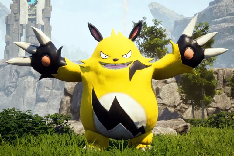 d8a8d984d8b2d982d8ab-1707679169 Udine, Italy - February 03th, 2024: Grizzbolt, Best Electric Pal with his equippable minigun special ability. Palworld, A survival crafting game, action-adventure and monster taming game.