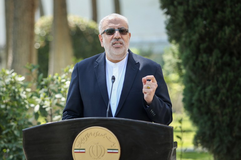 gettyimages-1480256665-1694961507 TEHRAN, IRAN - APRIL 05: Javad Oji, minister of oil is seen after the government meeting. On April 05, 2023 in Tehran, Iran. (Photo by Borna News/Sara Abdollahi/Iran Images ATPImages/Getty Images