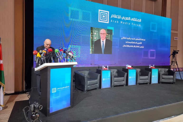 السفير أحمد خطابي، الأمين العام المساعد، رئيس قطاع الاعلام والاتصال في جامعة الدول العربية