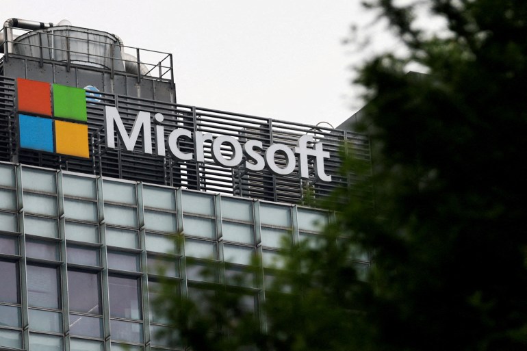 rc2g51a9oa2n-1689170082 FILE PHOTO: Logo of Microsoft is pictured on its office building in Beijing
