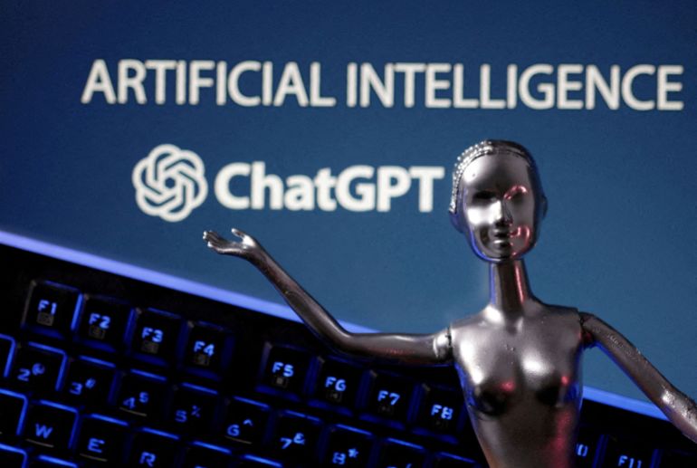 rc2vr0ahmaqd-1687824789 FILE PHOTO: Illustration shows ChatGPT logo and AI Artificial Intelligence words