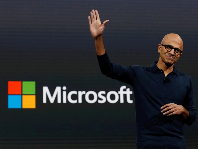 80482338-ce74-48da-9b84-4bfb6a824a0f Microsoft Chief Executive Officer (CEO) Satya Narayana Nadella speaks at a live Microsoft event in the Manhattan borough of New York City, U.S.,October 26, 2016. REUTERS/Lucas Jackson TPX IMAGES OF THE DAY