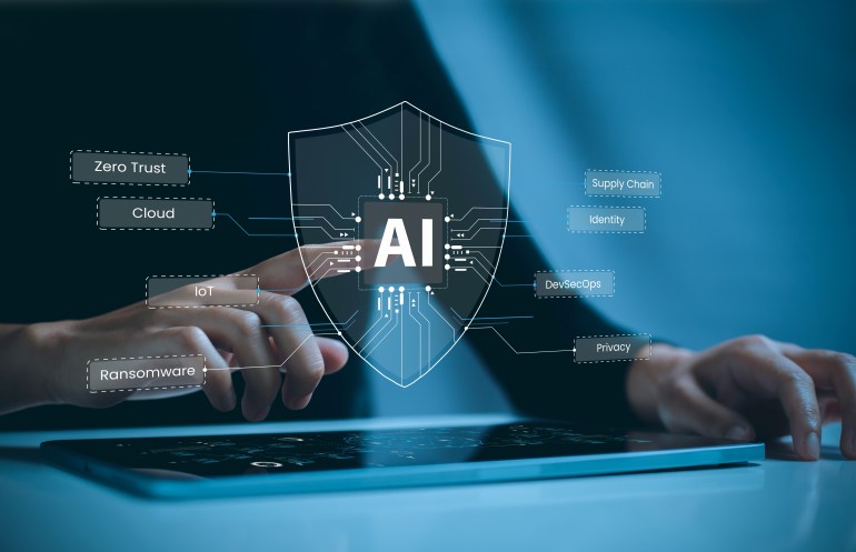 shutterstock_2276152811-1707902831 Internet users using tablet through cybersecurity using artificial intelligence. Cybersecurity concept us technology that can be used to detect and respond to threats in real time and automatically.; Shutterstock ID 2276152811; purchase_order: ajnet; job: ; client: ; other:
