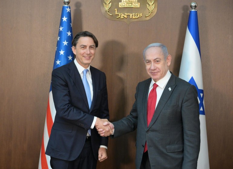 Benjamin Netanyahu - Amos Hochstein meeting in West Jerusalem- - jERUSALEM - JUNE 17: ----EDITORIAL USE ONLY - MANDATORY CREDIT - 'AMOS BEN-GERSHOM / GPO / HANDOUT' - NO MARKETING NO ADVERTISING CAMPAIGNS - DISTRIBUTED AS A SERVICE TO CLIENTS----) Amos Hochstein (L), Senior Advisor to US President Joe Biden, meet with Israeli Prime Minister Benjamin Netanyahu (R) in West Jerusalem on June17 , 2024.