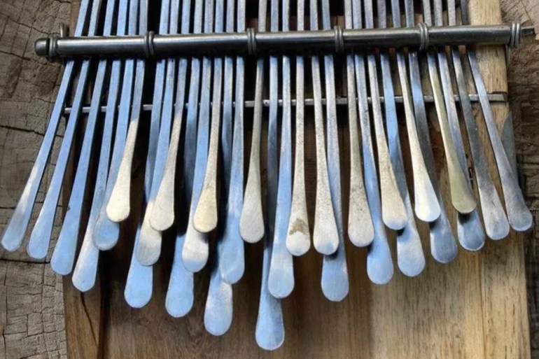 A mbira crafted by Jacob Mafuleni [Percy Zvomuya/Al Jazeera]