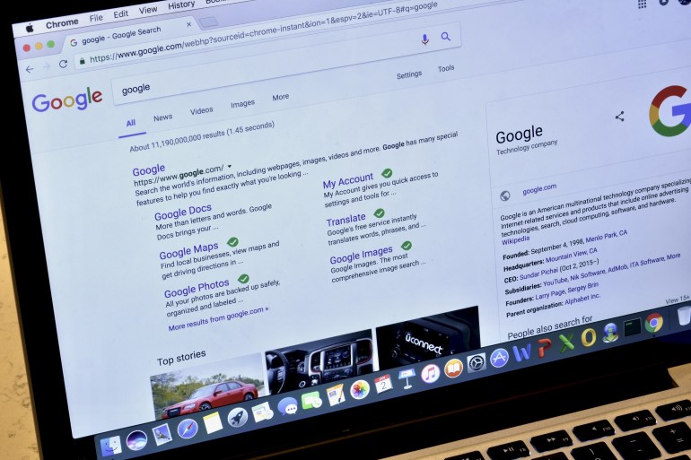 ss547178047-1720946454 WASHINGTON DC, USA - JANUARY 02, 2017: An Apple Macbook Pro displaying the Google search engine on its screen.