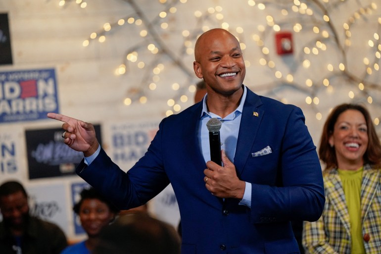 Governor Wes Moore (MD) speaks during a U.S. President Joe Biden campaign stop at South Restaurant & Jazz Club in Philadelphia, Pennsylvania, U.S., May 29, 2024. REUTERS/Elizabeth Frantz