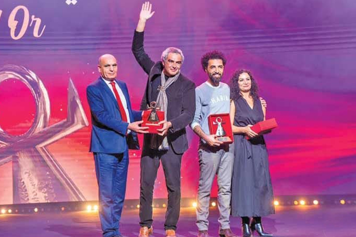 أثناء التكريم بمهرجان «أيام قرطاج المسرحية»