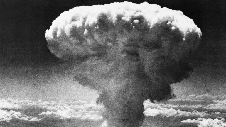 FILE - In this Aug. 9, 1945 file photo, a mushroom cloud rises moments after the atomic bomb was dropped on Nagasaki, southern Japan. On two days in August 1945, U.S. planes dropped two atomic bombs, one on Hiroshima, one on Nagasaki, the first and only time nuclear weapons have been used. Their destructive power was unprecedented, incinerating buildings and people, and leaving lifelong scars on survivors, not just physical but also psychological, and on the cities themselves. Days later, World War II was over. (AP Photo/File)