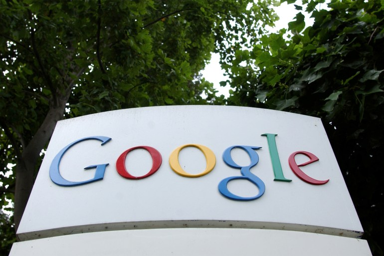 4545 FILE PHOTO: FILE PHOTO: The Google Inc. logo is seen outside their headquarters in Mountain View, California August 18, 2004. REUTERS/Clay McLachlan/File Photo 2021-05-27T000000Z_204255586_RC2KON9P2S0Y_RTRMADP_3_TECH-ANTITRUST-GOOGLE