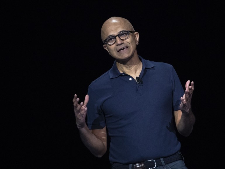 a7c5c67c-47a6-4c4e-93e7-b1c1a29e69b7 NEW YORK, NY - AUGUST 7: Satya Nadella, chief executive officer of Microsoft, speaks during a launch event for the new Samsung Galaxy Note 10 smartphone at Barclays Center on August 7, 2019 in the Brooklyn borough of New York City. The Galaxy Note 10 and Galaxy Note 10 Plus go on sale August 23 starting at $949. Drew Angerer/Getty Images/AFP== FOR NEWSPAPERS, INTERNET, TELCOS & TELEVISION USE ONLY ==