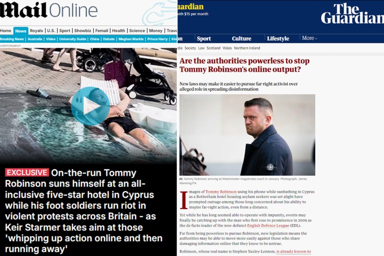 عناوين الصحف Tommy Robinson