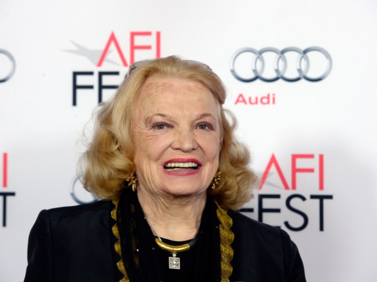 HOLLYWOOD CA - NOVEMBER 5: Actress Gena Rowlands poses at AFI FEST 2015 Presented By Audi Opening Night Gala Premiere Of Universal Pictures' 'By The Sea' at TCL Chinese 6 Theaters November 5, 2015, in Hollywood, California غيتي