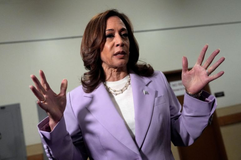 U.S. Vice President and Democratic presidential candidate Kamala Harris gives remarks at the Sheraton hotel, in PhoenixDemocratic presidential candidate Vice President Kamala Harris gives remarks at the Sheraton hotel, in Phoenix, U.S., August 10, 2024. Julia Nikhinson/Pool via REUTERS DATE 11/08/2024 SIZE 3500 x 2333 Country UNITED STATES SOURCE REUTERS/Julia Nikhinson