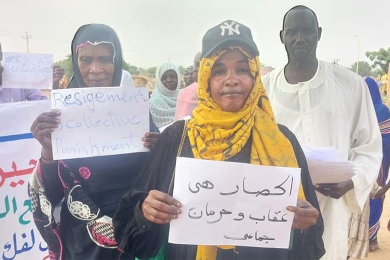 مسيرة احتجاجية لنازحي مخيم زمزم ـ الصور خاصة للجزيرة نت