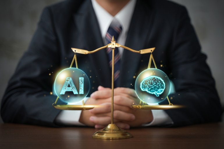 ai-4-1697300637 AI ethics and legal concepts artificial intelligence law and online technology of legal regulations Controlling artificial intelligence technology is a high risk.
