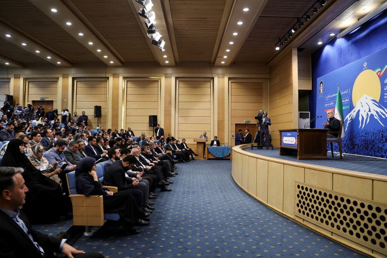 Iran's President Masoud Pezeshkian attends a press conference in Tehran, Iran, September 16, 2024. WANA (West Asia News Agency)/Majid Asgaripour via REUTERS. ATTENTION EDITORS - THIS PICTURE WAS PROVIDED BY A THIRD PARTY