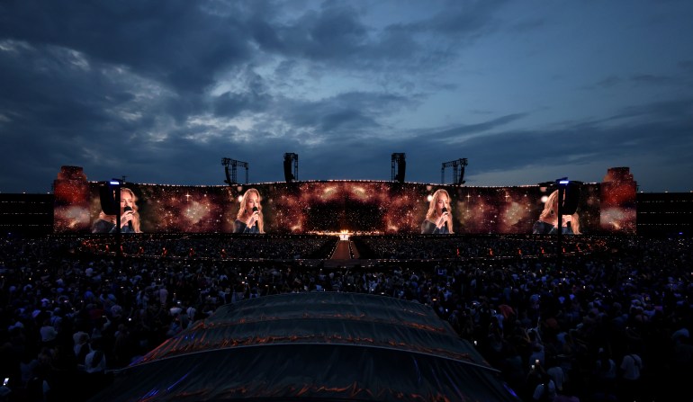 MUNICH, GERMANY - AUGUST 02: (Exclusive Coverage) Adele performs onstage at Messe München on August 02, 2024 in Munich, Germany. (Photo by Kevin Mazur/Getty Images for AD)