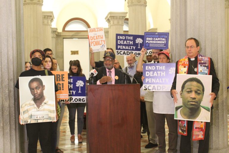 img_2908-1024-1726817421 Rev. David Kennedy, head of the Laurens County NAACP and New Beginning Missionary Baptist Church, speaks during a news conference Thursday, Sept. 12, 2024. (Skylar Laird/SC Daily Gazette)