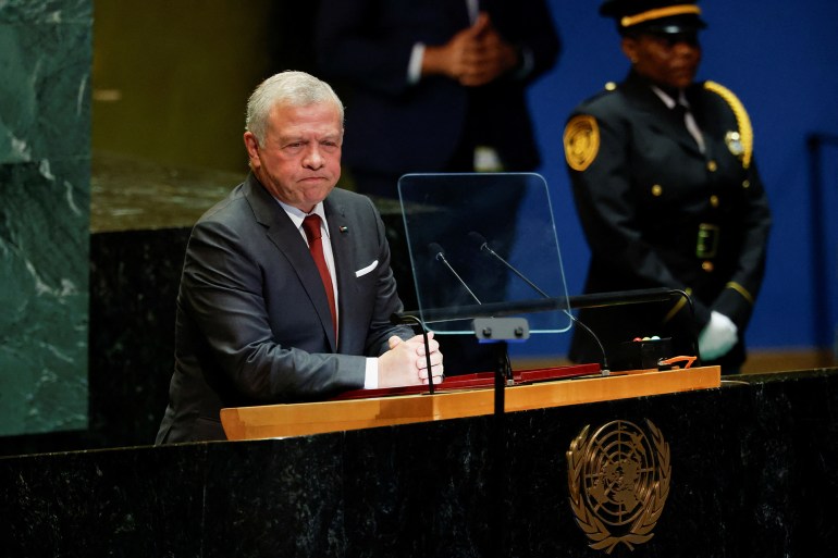 jordan-1727192252 Jordan's King Abdullah II ibn Al Hussein addresses the 79th United Nations General Assembly, at U.N. headquarters in New York, U.S., September 24, 2024. REUTERS/Shannon Stapleton
