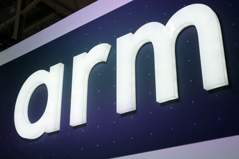 yuy-1-1725277625 The logo of British technology company 'arm' is pictured at the Mobile World Congress (MWC) in Barcelona on February 28, 2019. Phone makers will focus on foldable screens and the introduction of blazing fast 5G wireless networks at the world's biggest mobile fair as they try to reverse a decline in sales of smartphones. (Photo by Pau Barrena / AFP)