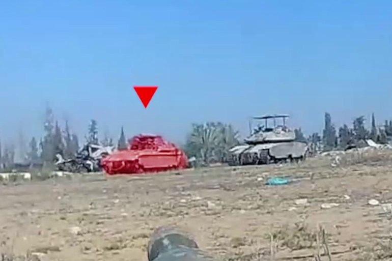 d8b61-1722927519 استهداف كتائب القسام آليات إسرائيلية في رفح لقطة شاشة من فيديو نشر من قبل القسام