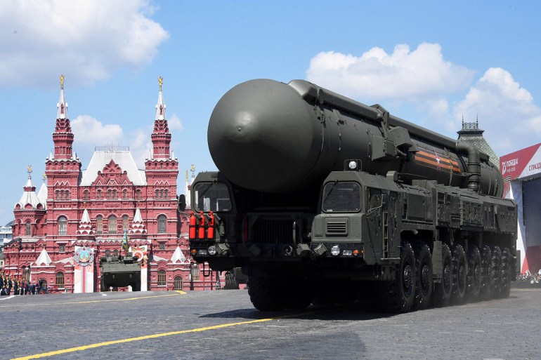 A Russian Yars intercontinental ballistic missile system drives during the Victory Day Parade in Red Square in Moscow, Russia, June 24, 2020. The military parade, marking the 75th anniversary of the victory over Nazi Germany in World War Two, was scheduled for May 9 but postponed due to the outbreak of the coronavirus disease (COVID-19). Host photo agency/Iliya Pitalev via REUTERS TPX IMAGES OF THE DAY