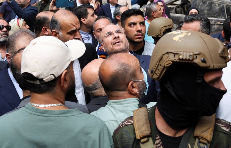 d9a9d9a8-1728728096-1 Iran's parliament speaker Mohammad Baqer Qalibaf visits the site of an Israeli strike, amid ongoing hostilities between Hezbollah and Israeli forces, in Beirut, Lebanon, October 12, 2024. REUTERS/Emilie Madi