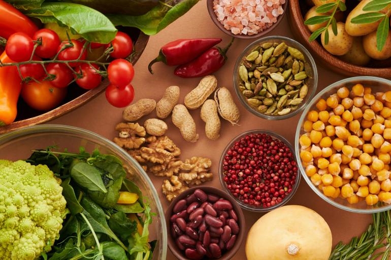pex66149-1728739108 Ingredients for Balanced Diet on Table بيكسلز