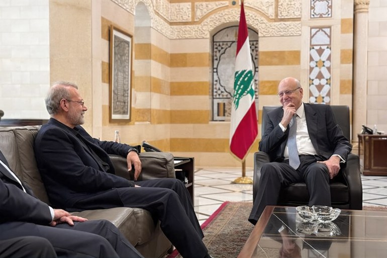 5249392-1731682726 لقاء نجيب ميقاتي مع علي لاريجاني في بيروت المصدر: mehr news agancy