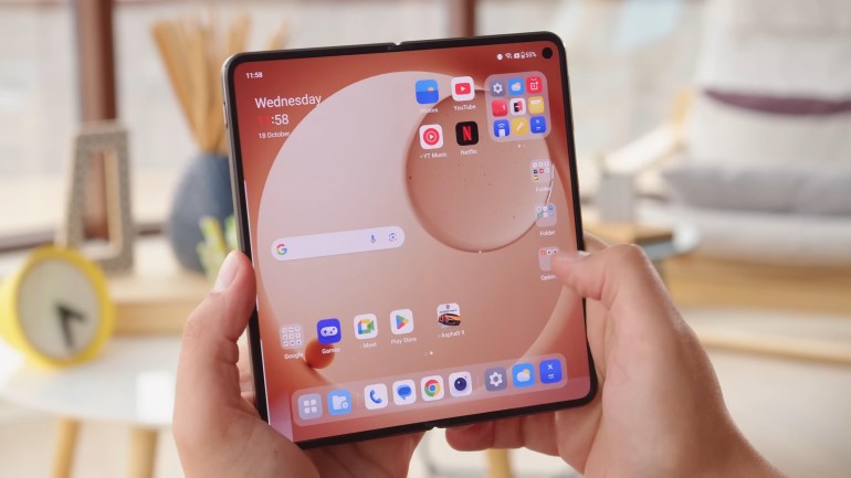 shutterstock_2426224829-1732604343 Berlin, 15 February 2024: OnePlus Open - High Tech Smartphone With Big Screen And Modern Design. Concept For Mobile Phone, Communication And Technology