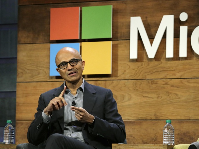 af841092-1836-40bf-8146-09b9133097f9 Microsoft Corp. CEO Satya Nadella speaks Wednesday, Dec. 2, 2015, at Microsoft's annual shareholders meeting in Bellevue, Wash. (AP Photo/Ted S. Warren)