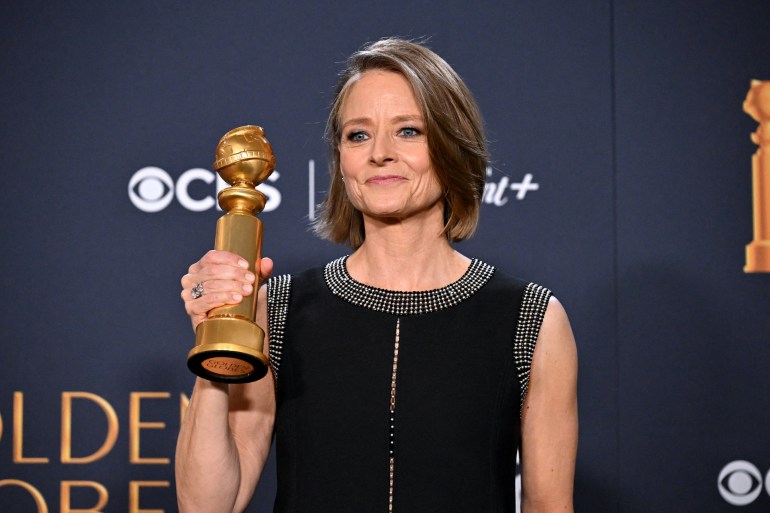 d984d8bad981-4-1736155186 US actress Jodie Foster poses with the Best Performance by a Female Actor in a Limited Series, Anthology Series, or a Motion Picture Made for Television award for "True Detective: Night Country" in the press room during the 82nd annual Golden Globe Awards at the Beverly Hilton hotel in Beverly Hills, California, on January 5, 2025. (Photo by Robyn BECK / AFP)