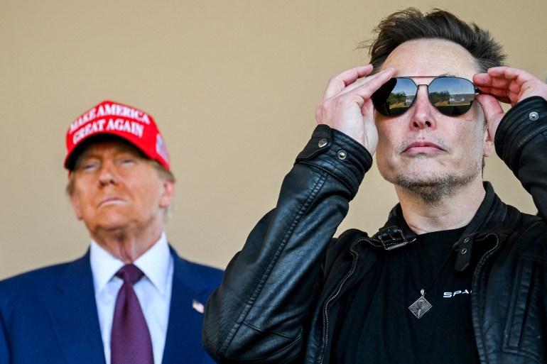 trump-musk-1733594760 FILE PHOTO: U.S. President-elect Donald Trump and Elon Musk watch the launch of the sixth test flight of the SpaceX Starship rocket in Brownsville, Texas, U.S., November 19, 2024. Brandon Bell/Pool via REUTERS/File Photo