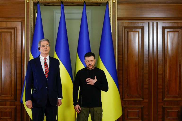 sent-1739637112 Ukraine's President Volodymyr Zelenskiy and U.S. Secretary of the Treasury Scott Bessent attend a news briefing after their meeting, amid Russia's attack on Ukraine, in Kyiv, Ukraine, February 12, 2025. REUTERS/Valentyn Ogirenko