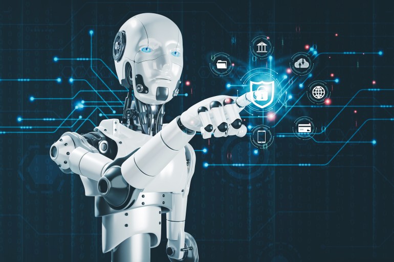 90000-1695638710 Artificial Intelligence Internet of Things Network Protection Global Business Robots Touch Key Protection ...