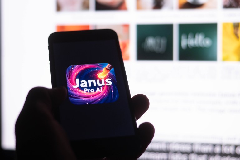 DeepSeek Janus Pro open source multimodal AI able to generate images. Janus Pro app.; Shutterstock ID 2591668317; purchase_order: aljazeera ; job: ; client: ; other: