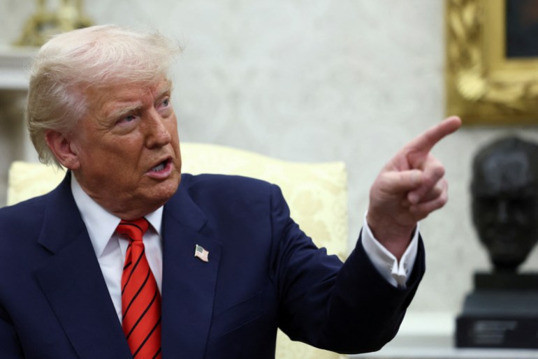 dt5448156-1741972838-2 U.S. President Donald Trump reacts as he meets NATO Secretary General Mark Rutte (not pictured), in the Oval Office at the White House in Washington, D.C., U.S., March 13, 2025. REUTERS/Evelyn Hockstein