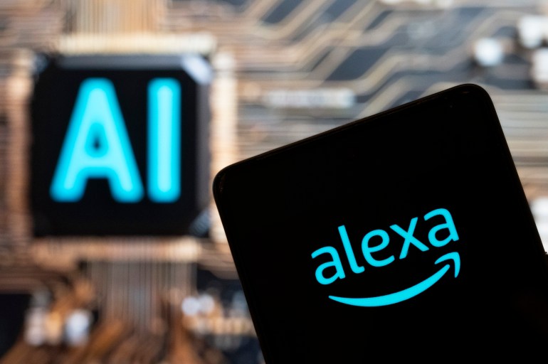 gettyimages-1817267003-1726601542 CHINA - 2023/11/10: In this photo illustration, the virtual assistant technology owned by Amazon, Alexa, logo seen displayed on a smartphone with an Artificial intelligence (AI) chip and symbol in the background. (Photo Illustration by Budrul Chukrut/SOPA Images/LightRocket via Getty Images)