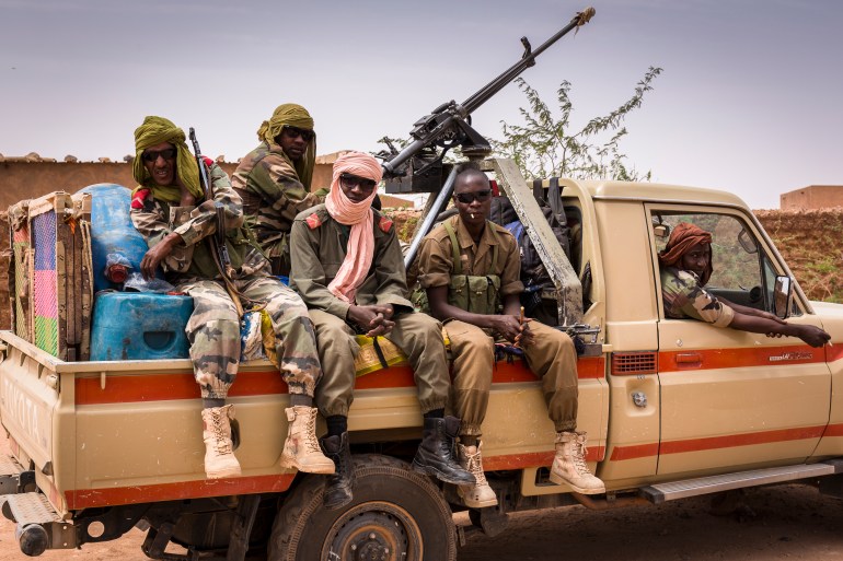 gettyimages-928343428-1711035748 Niger military army unit on duty and traveling through the Tidene region of Niger. (Photo by Christopher Pillitz/Getty Images)