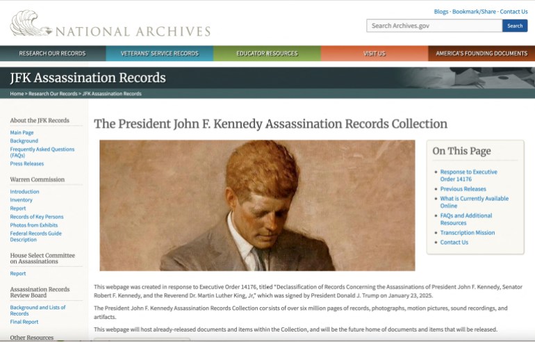 rc2sfday29g8-1742382972 The website of the National Archives' collection of records relating to the 1963 assassination of President John F. Kennedy