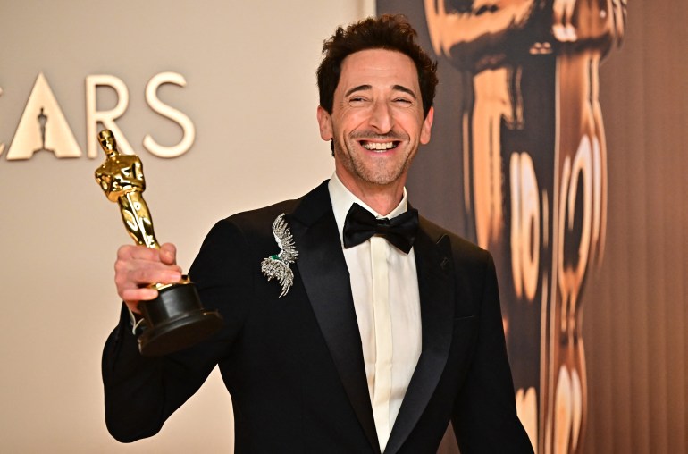 US actor Adrien Brody poses in the press room with the Oscar for Best Actor in a Leading Role for "The Brutalist" during the 97th Annual Academy Awards at the Dolby Theatre in Hollywood, California on March 2, 2025. (Photo by Frederic J. Brown / AFP)
