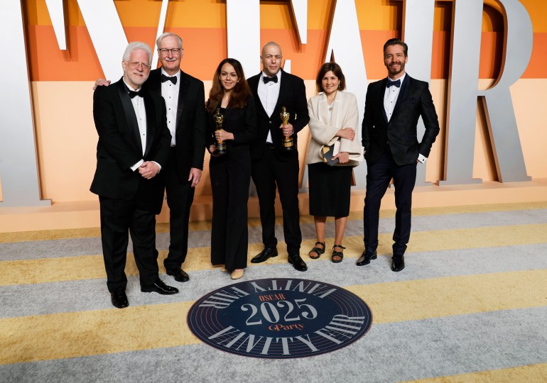 Shirin Sohani and Hossein Molayemi attend the Vanity Fair Oscars party after the 97th Academy Awards, in Beverly Hills, California, U.S., March 3, 2025. REUTERS/Danny Moloshok