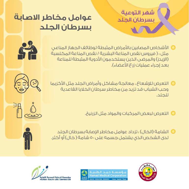 سرطان الجلد أعراض ومعلومات المصدر مؤسسة حمد الطبية في قطر