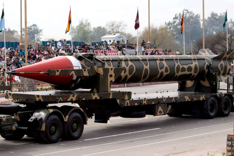 1552789-1734647854 epa00863683 (FILES) A file photograph dated 23 March 2005 showing a military truck transporting Pakistani-developed nuclear capable long range Ghauri missile during a military parade on Pakistan Day. Pakistan's strategic forces on Thursday 16 November 2006 successfully test-fired Hatf 5 Ghauri medium-range ballistic missile. The Hatf 5 has a range of 1,300 kilometres. EPA/T.MUGHAL