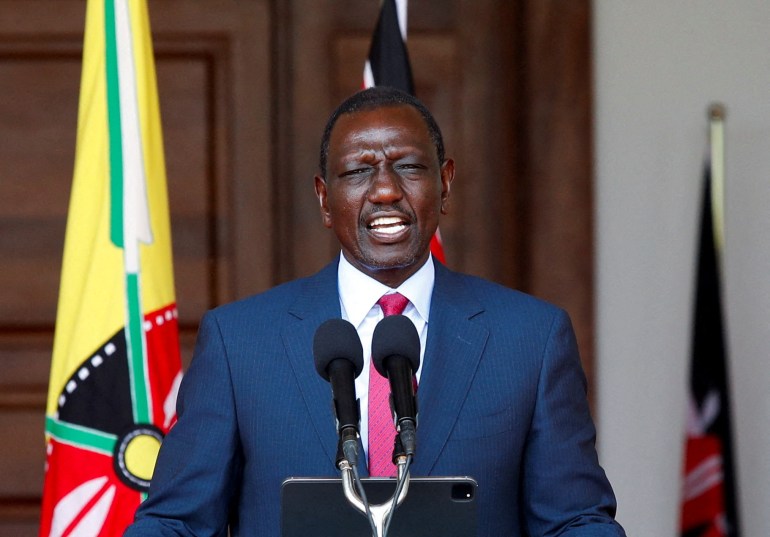 9846523d8a8-1729351886 FILE PHOTO: Kenya's President William Ruto speaks at a press conference where he announced spending cuts in government after protests against Kenya's proposed finance bill 2024/2025, in Nairobi, Kenya, July 5, 2024. REUTERS/Monicah Mwangi/File Photo