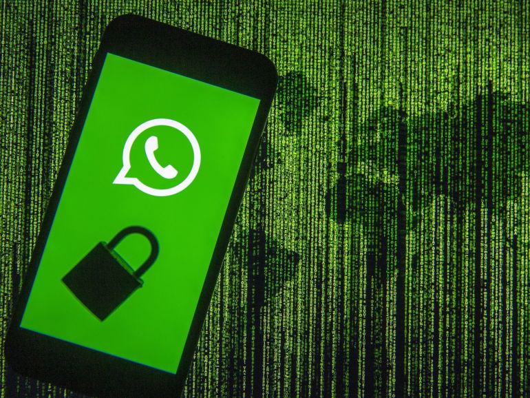 9c9359ab-a170-4e7d-857b-68ae8cc6bae0 WhatsApp Application- - ANKARA, TURKEY - DECEMBER 10: WhatsApp logo is seen displayed on a smart phone screen with a padlock on it, in this illustration photo taken in Ankara, Turkey on December 10, 2019.